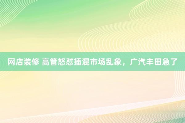 网店装修 高管怒怼插混市场乱象，广汽丰田急了