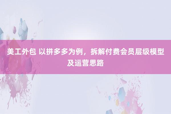 美工外包 以拼多多为例，拆解付费会员层级模型及运营思路