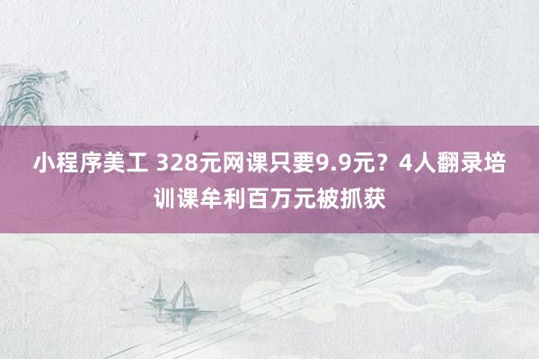 小程序美工 328元网课只要9.9元？4人翻录培训课牟利百万元被抓获