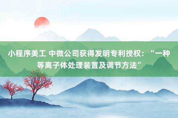 小程序美工 中微公司获得发明专利授权：“一种等离子体处理装置及调节方法”