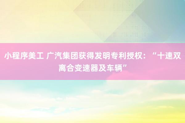 小程序美工 广汽集团获得发明专利授权：“十速双离合变速器及车辆”