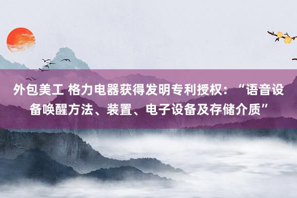 外包美工 格力电器获得发明专利授权：“语音设备唤醒方法、装置、电子设备及存储介质”