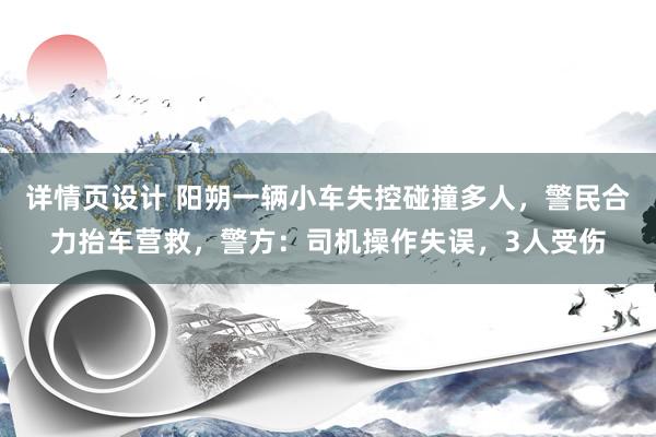 详情页设计 阳朔一辆小车失控碰撞多人，警民合力抬车营救，警方：司机操作失误，3人受伤