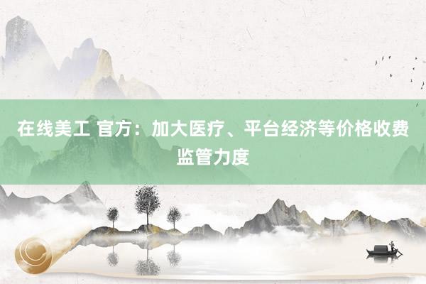 在线美工 官方：加大医疗、平台经济等价格收费监管力度